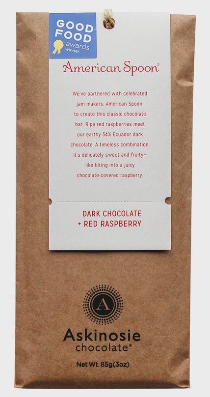 3oz Askinosie x American Spoon " Dark Chocolate + Red Raspberry Bar