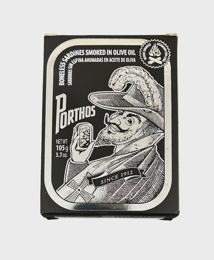 3.7oz Porthos "Smoked Boneless Sardines in Olive Oil"