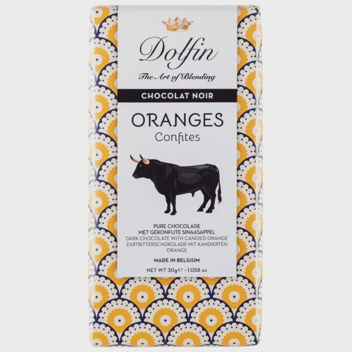 1.058oz Dolfin "Oranges - Dark 60% Candied Orange Milk" Chocolate Bar