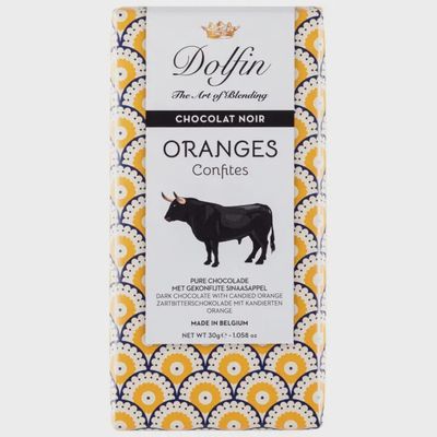 1.058oz Dolfin "Oranges - Dark 60% Candied Orange Milk" Chocolate Bar