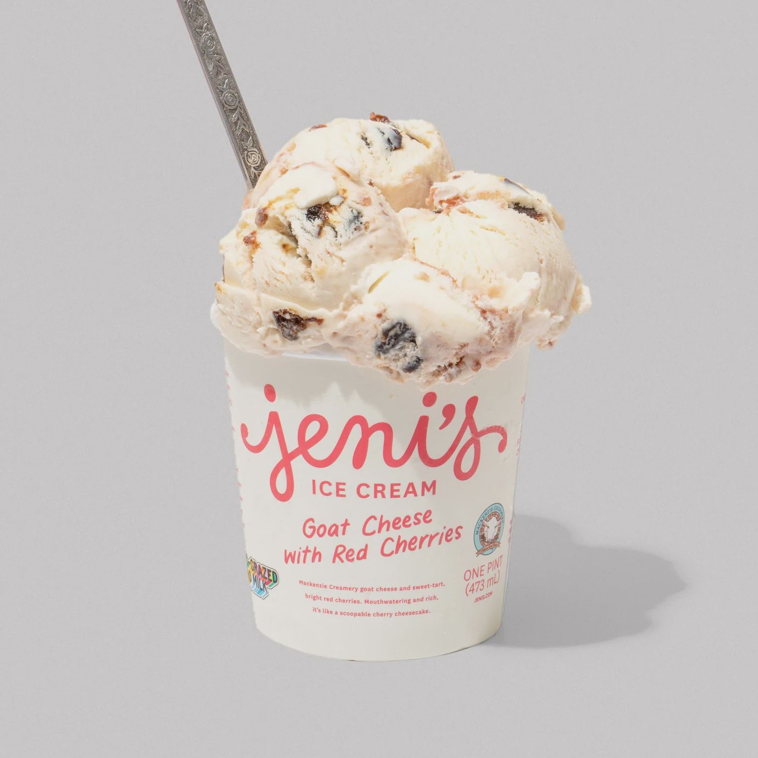 16oz Jeni's Ice Cream "Goat Cheese With Red Cherries"