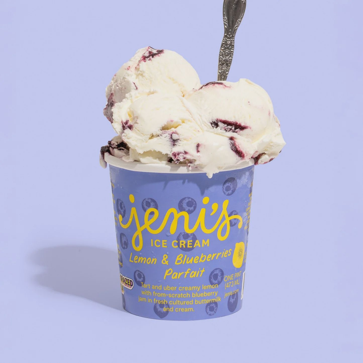 16oz Jeni's Ice Cream "Lemon And Blueberries Parfait"