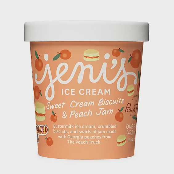 16oz Jeni's Ice Cream "Sweet Cream Biscuits And Peach Jam"