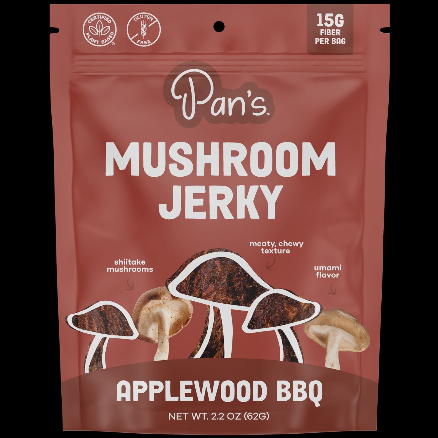 2.2oz Pan's Mushroom Jerky "Applewood BBQ"