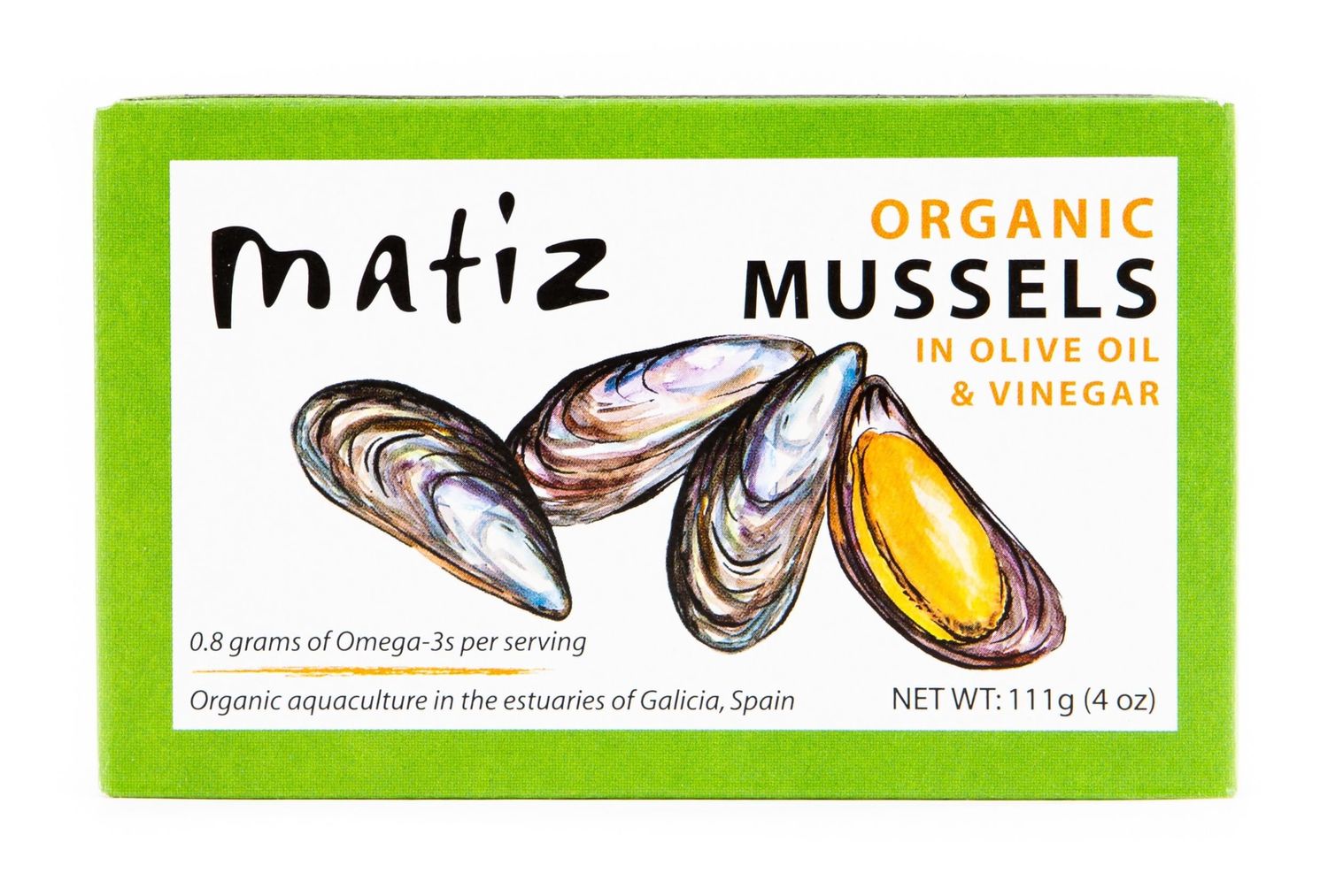 4oz Matiz "Organic Mussels in Olive Oil &amp; Escabeche Vinegar"