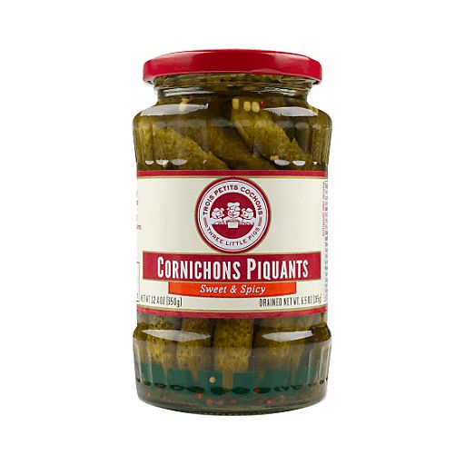 6.5oz Jar Sweet Spicy Cornichons Les Trois Petits Cochons 3LP