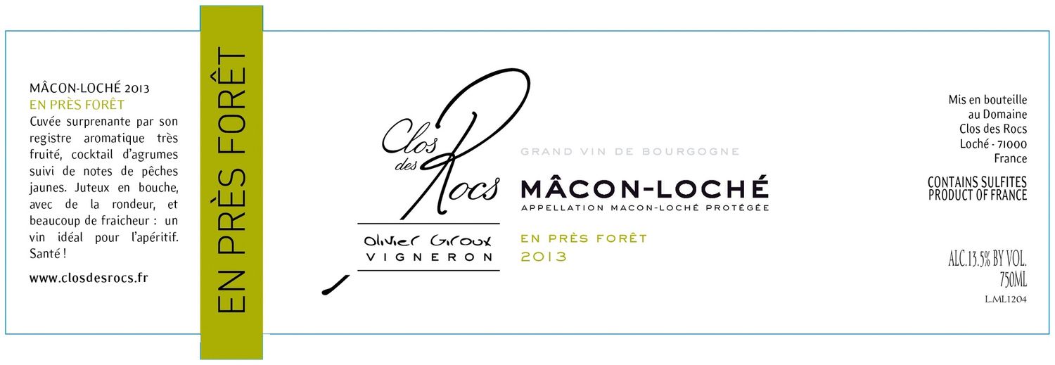 Clos des Rocs  En Pres Foret Macon Loche 750mL