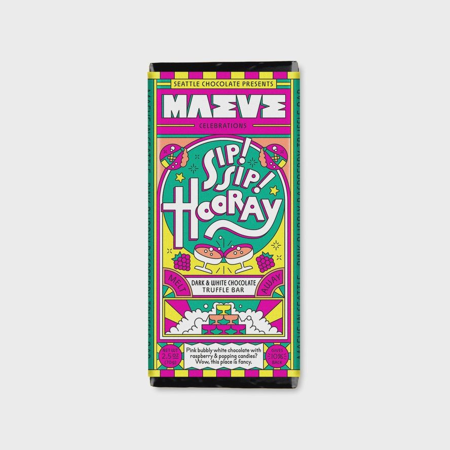 2.5oz Seattle Chocolate presents MAEVE "Sip Sip Hooray" Truffle Bar