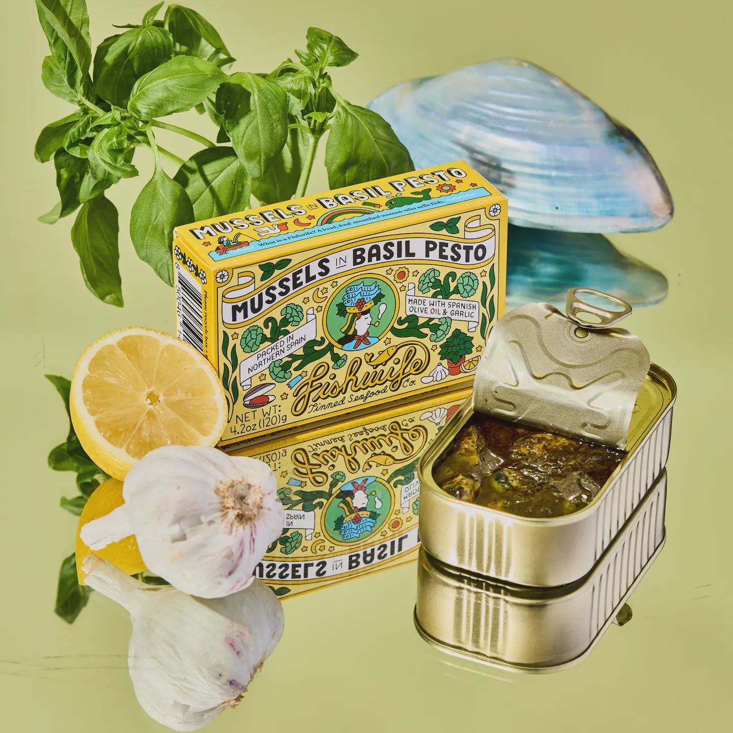 4.2oz Fishwife "Mussels in Basil Pesto"