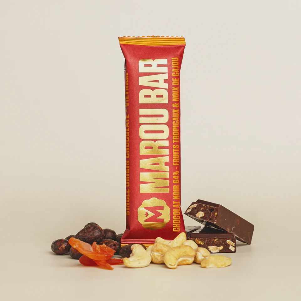 35g Marou "Chocolate Snack Bar w/ 64% Tropical Fruits &amp; Cashews"