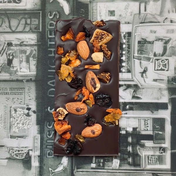 60g Casa Bosques x Russ &amp; Daughters "Dried Fruits" 74% Dark Chocolate Bar