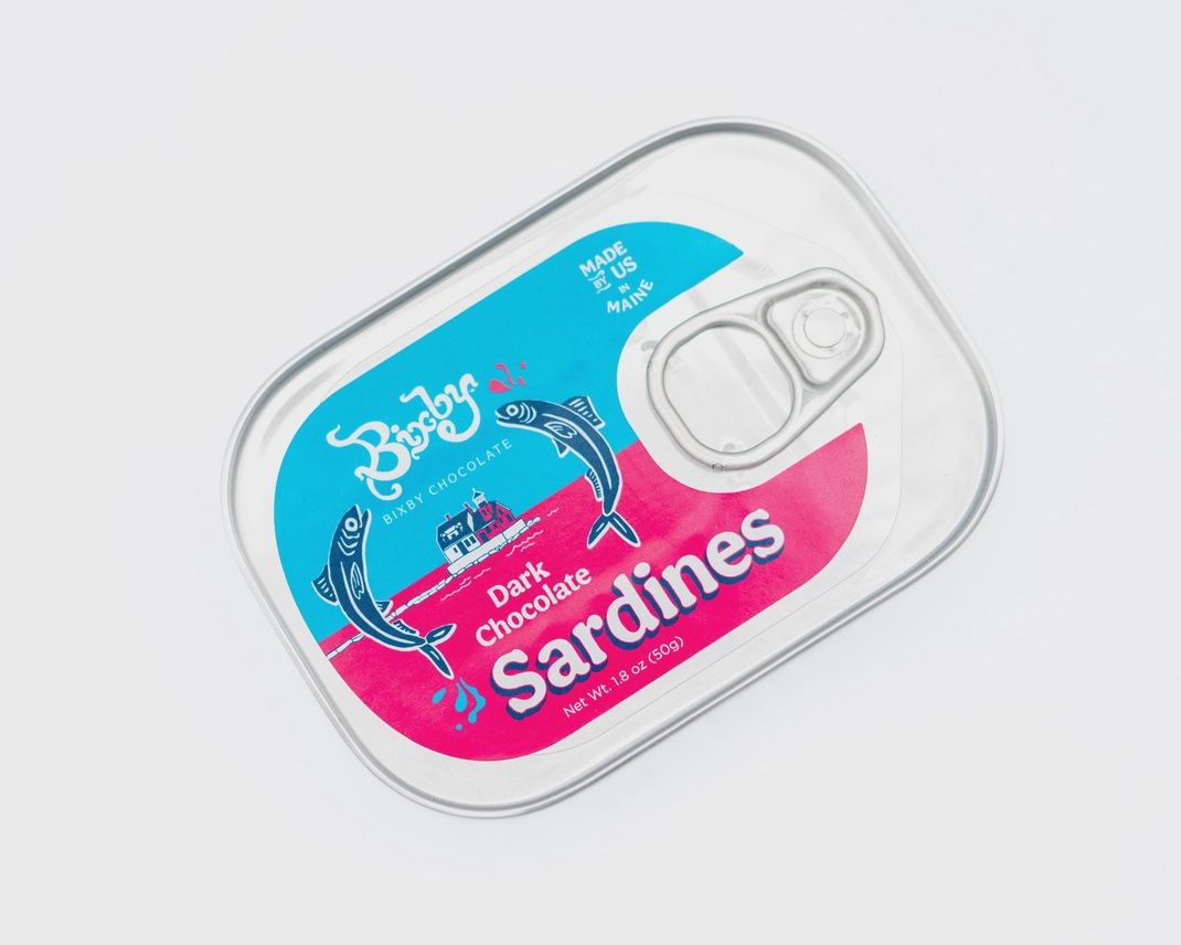 50g Bixby Chocolate "Dark Chocolate Sardines" Tin