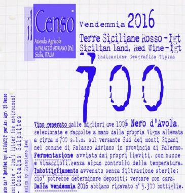Il Censo 700 Nero d'Avola 750mL