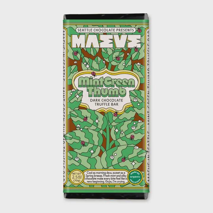 2.5oz Seattle Chocolate presents MAEVE "Mint Green Thumb" Truffle Bar