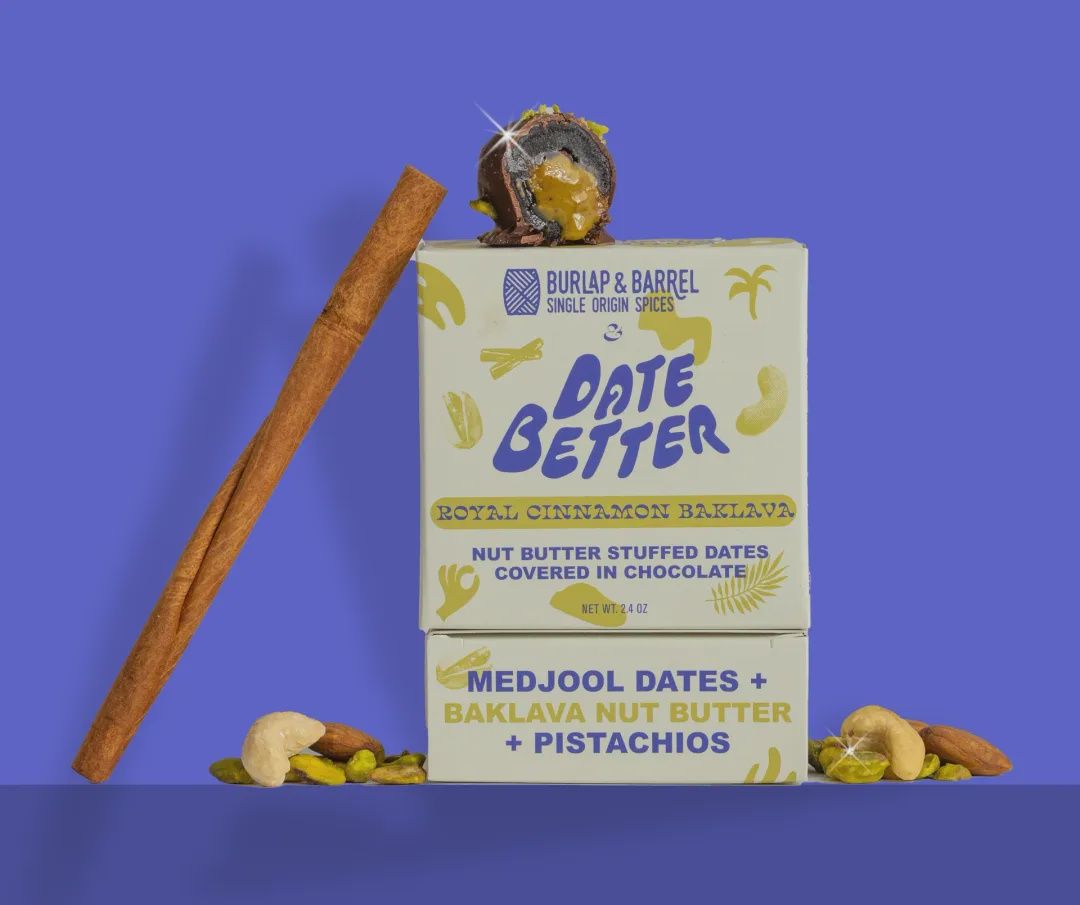 2.5oz Date Better x Burlap &amp; Barrel "Royal Cinnamon Baklava" Chocolate Covered Dates