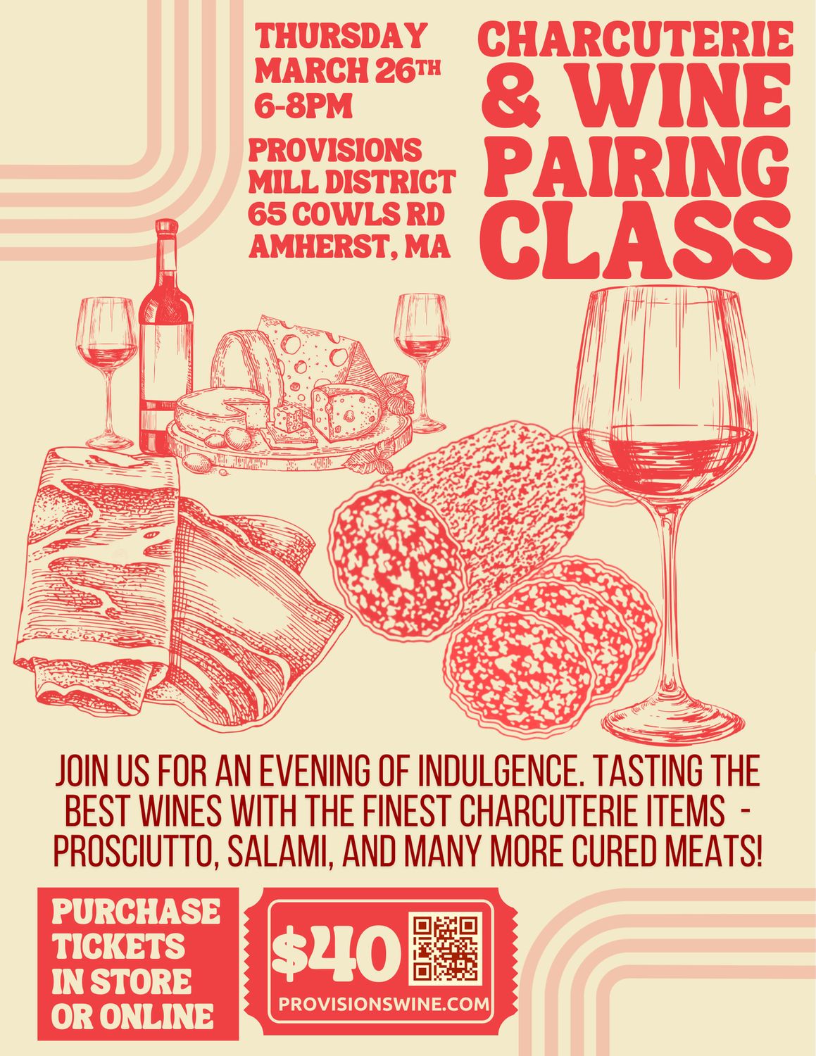 Class Ticket: "Charcuterie &amp; Wine Pairing" March 26th