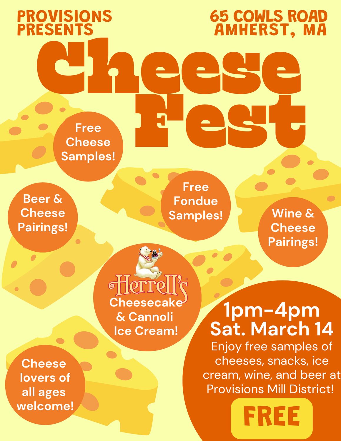 Free Festival: "Cheese Fest - Provisions Mill District" March 14th