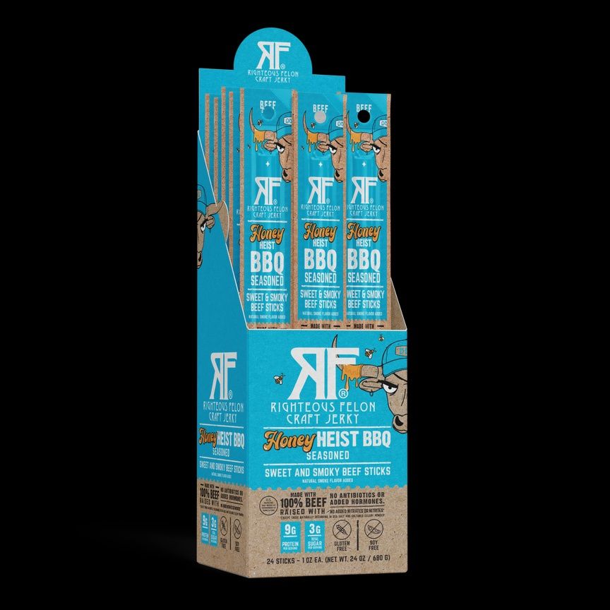 1oz Righteous Felon "Honey Heist BBQ" Beef Stick