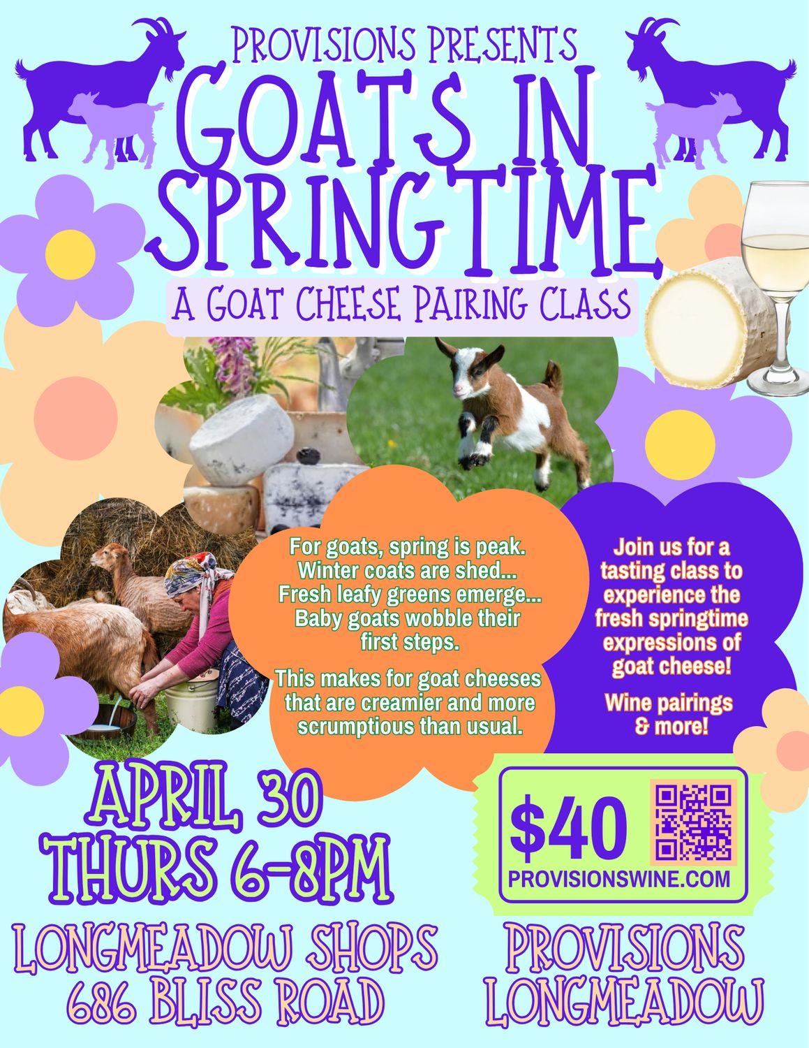 Class Ticket: "Goats In Springtime Cheese Pairing Class" Apr 30