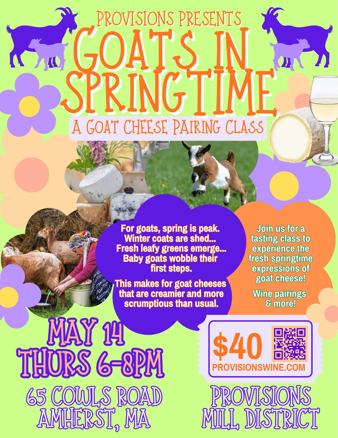 Class Ticket: "Goats In Springtime Cheese Pairing Class" May 14
