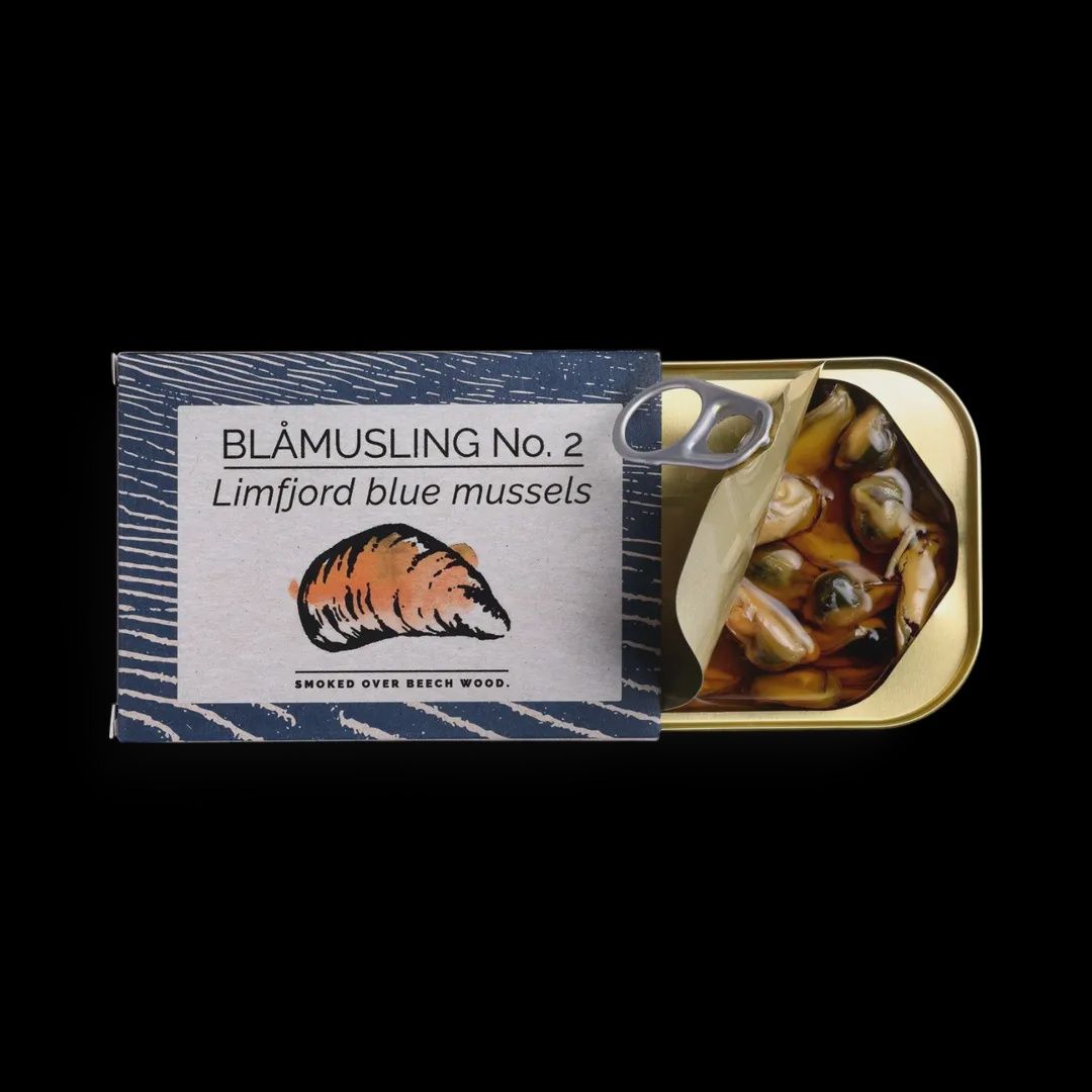 100g Fangst "BLÅMUSLING No. 2" Smoked Limfjord Blue Mussels"