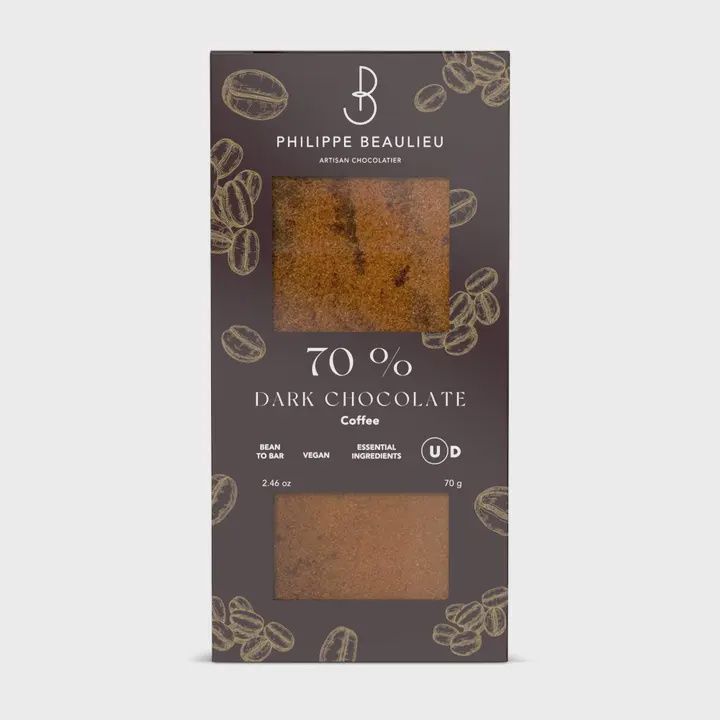 80g Philippe Beaulieu "70% Dark Chocolate Bar w/ Coffee"