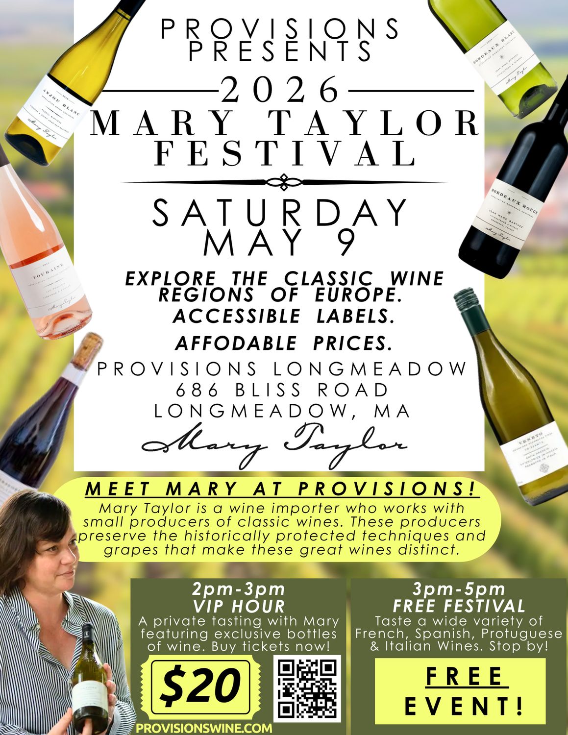 VIP Ticket: Mary Taylor Wine Festival VIP Session - May 9th