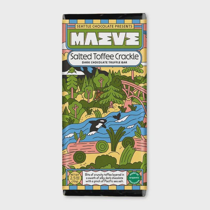 2.5oz Seattle Chocolate presents MAEVE "Salted Toffee Crackle" Truffle Bar