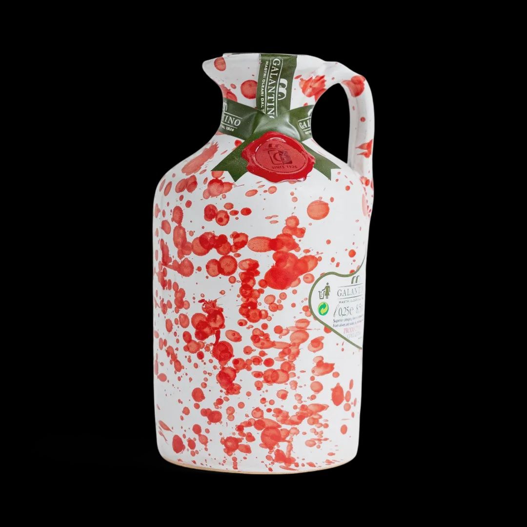 250ml Galantino "Fantasia Extra Virgin Olive Oil" Ceramic (Red)”