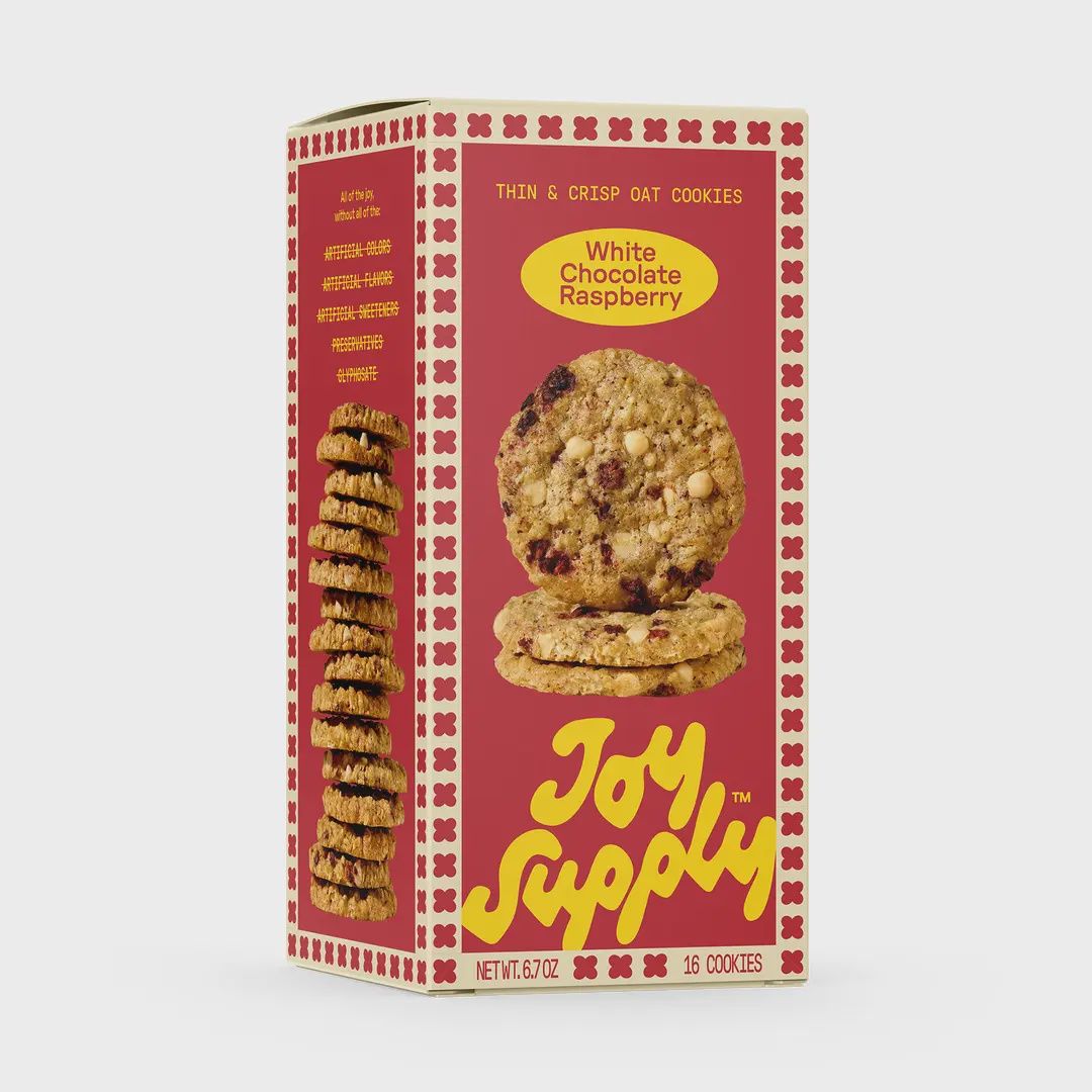 6.7oz Joy Supply "White Chocolate Raspberry" Crisp Oat Cookies