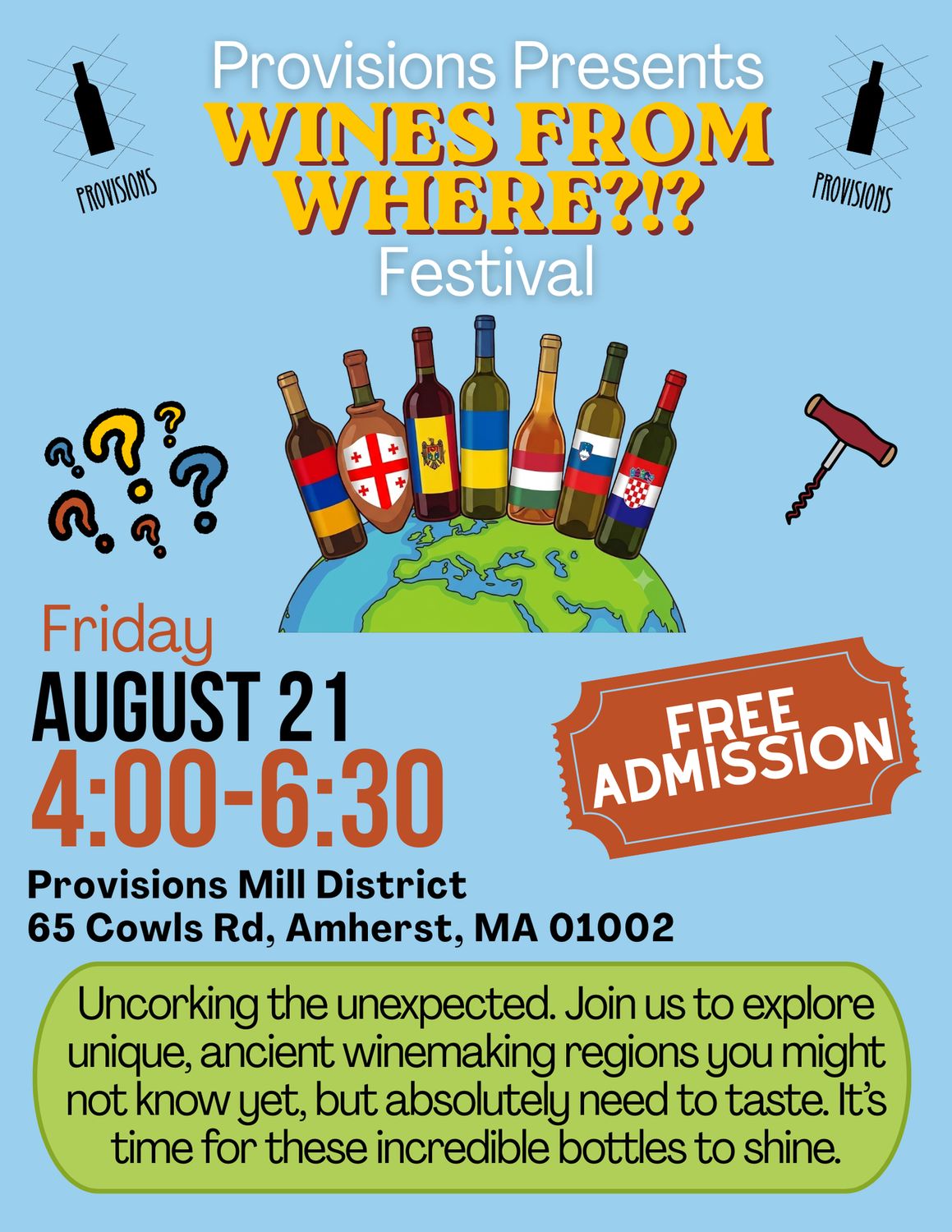 "Wines From Where" Free Festival - August 21st