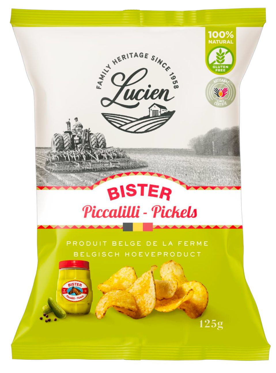 125g Lucien "Bister" Piccalilli/Pickle Potato Crisps