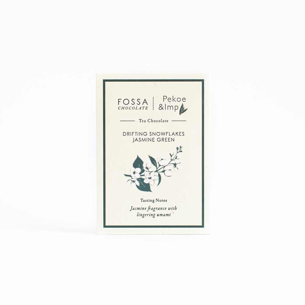50g Fossa x Pekoe &amp; Imp "Drifting Snowflake Jasmine Green Tea Chocolate 51%"