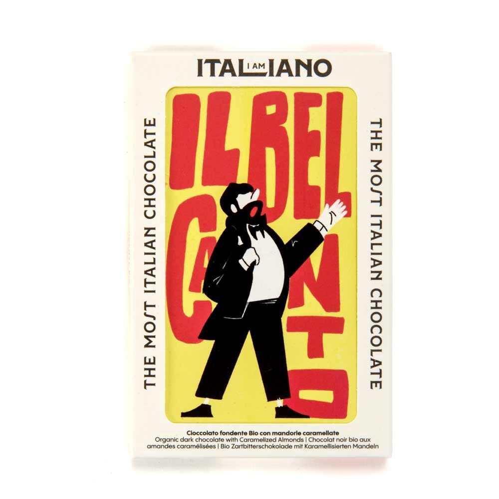 50g I AM ITALIANO "Organic Chocolate Bar With Almond Praline" (Bel Canto)