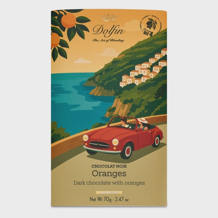 2.5oz Dolfin "Dark Chocolate w/ Orange Zest" Bar