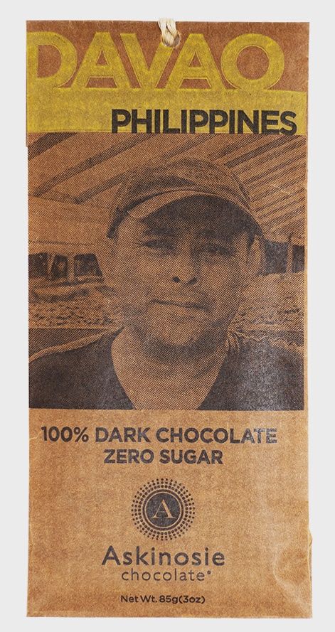 3oz Askinosie "100% Dark Chocolate" Zero Sugar Bar