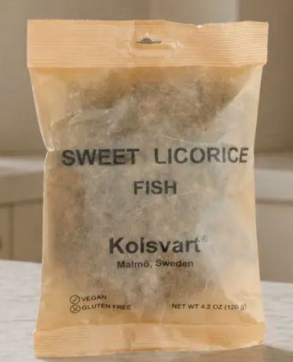 4.2oz Kolsvart "Sweet Licorice" Gummy Fish Candy