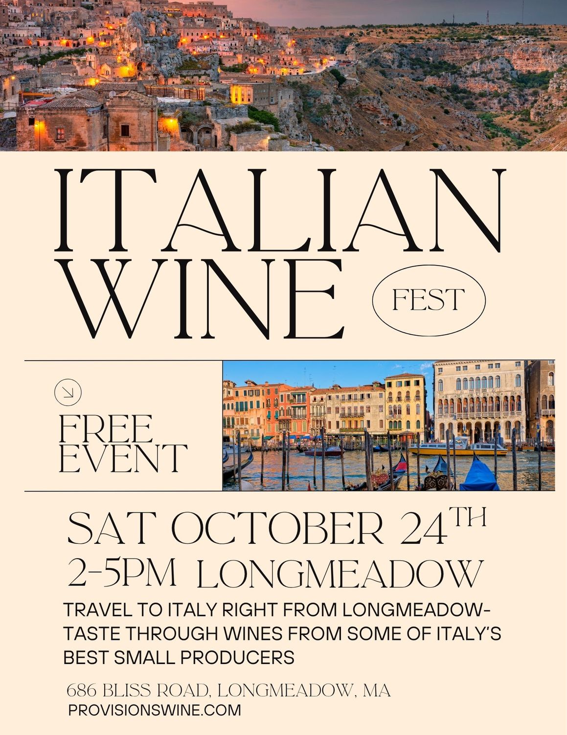Longmeadow Italian Wine Fest Oct 30th
