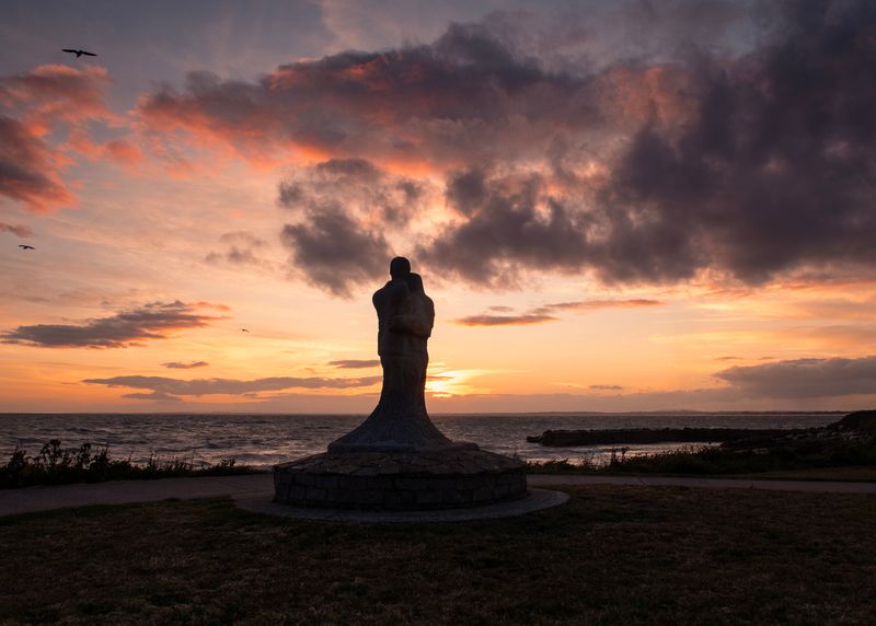Memorial Statue at Sunset
