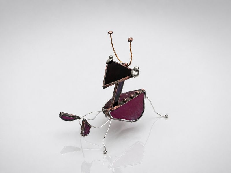 Praying Mantis-Opaque Purple Mix with copper patina details Praying Mantis-Opaque Purple Mix with copper patina details