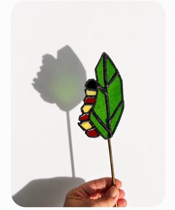 Caterpillar eating Leaf (Orange and Yellow)