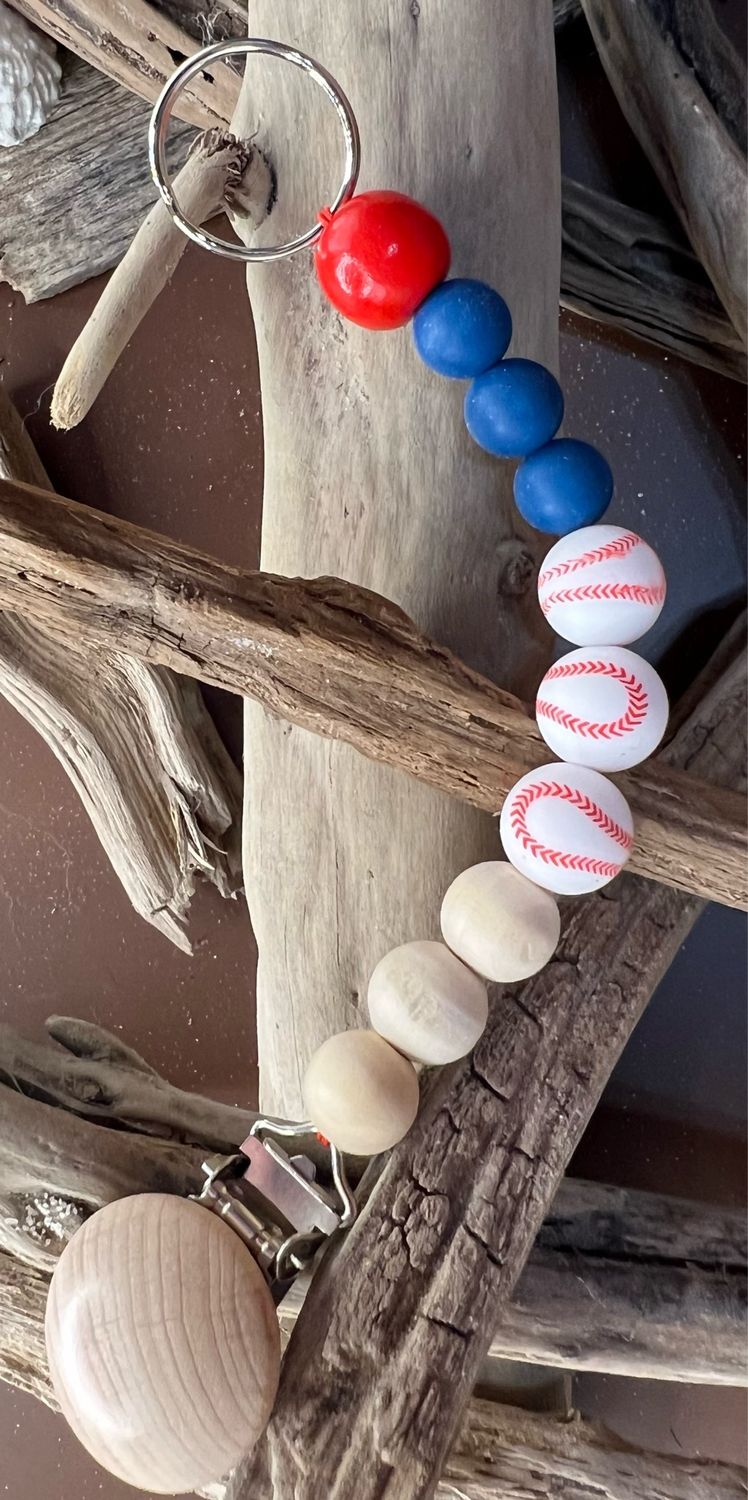 Baseball Beaded Keychain