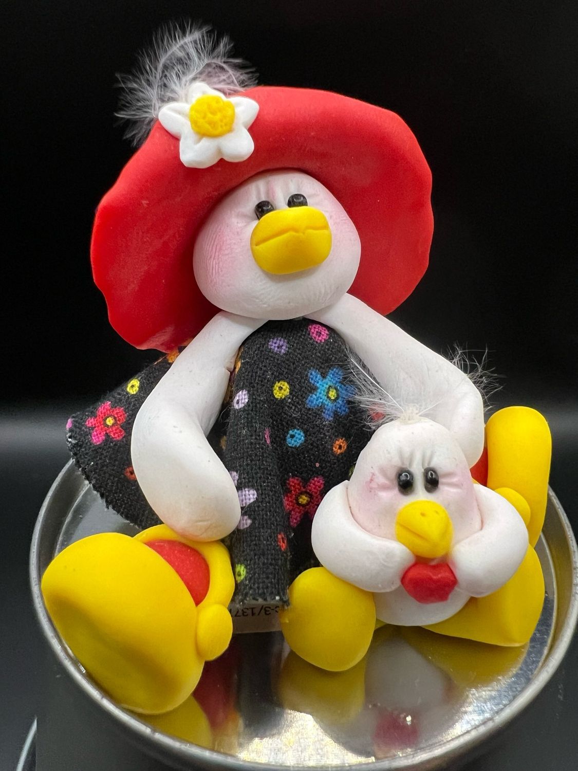 Hen And Chick Clay Figure