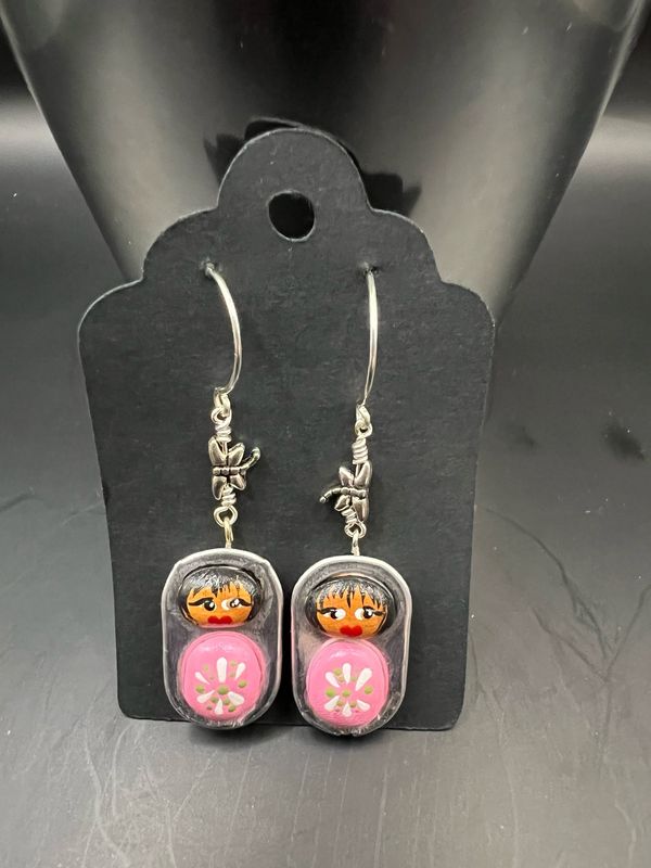 Pop Tab Earrings Pink
