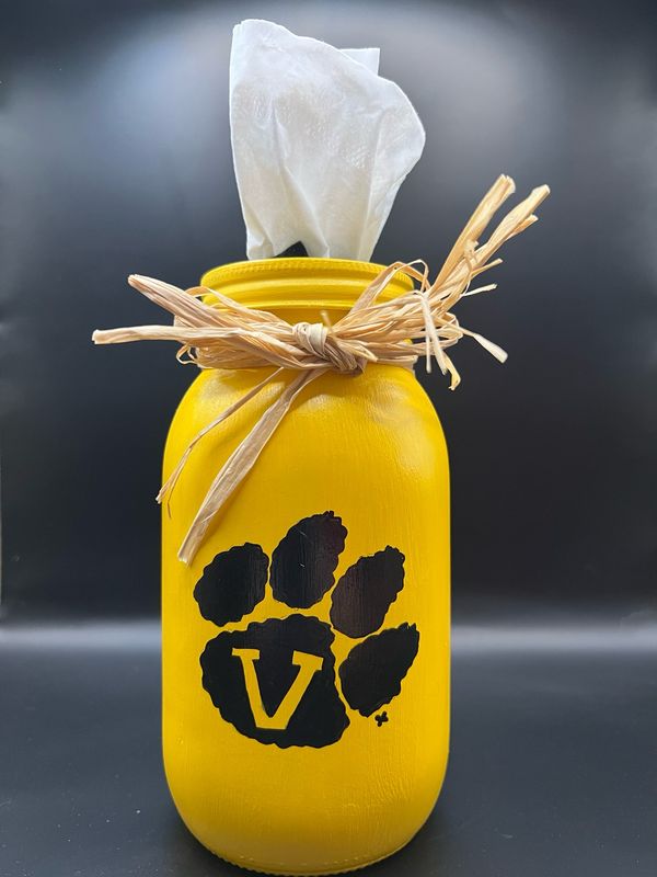 V Pawprint Glass Refillable Tissue Jar