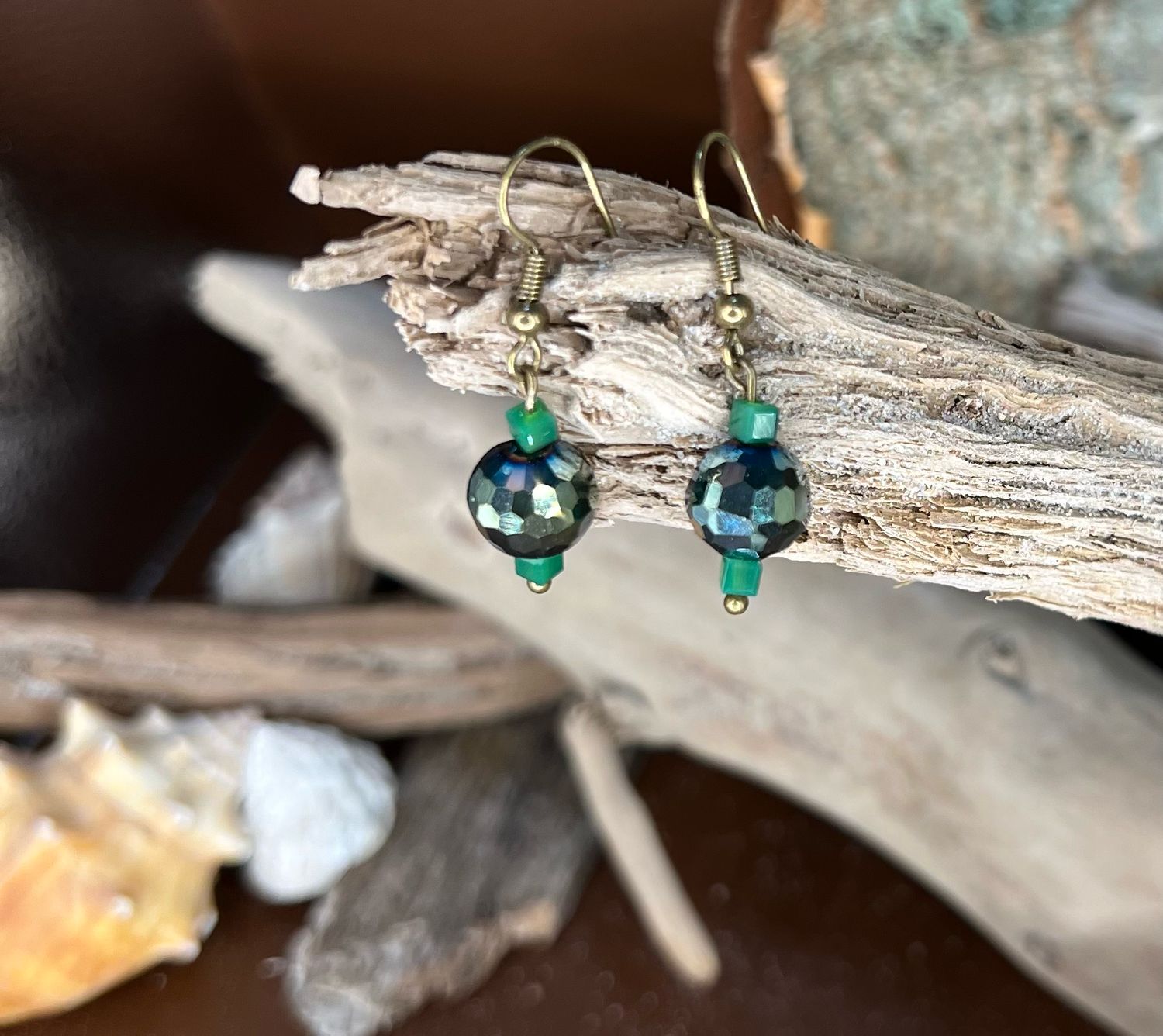 Green Beaded Earrings