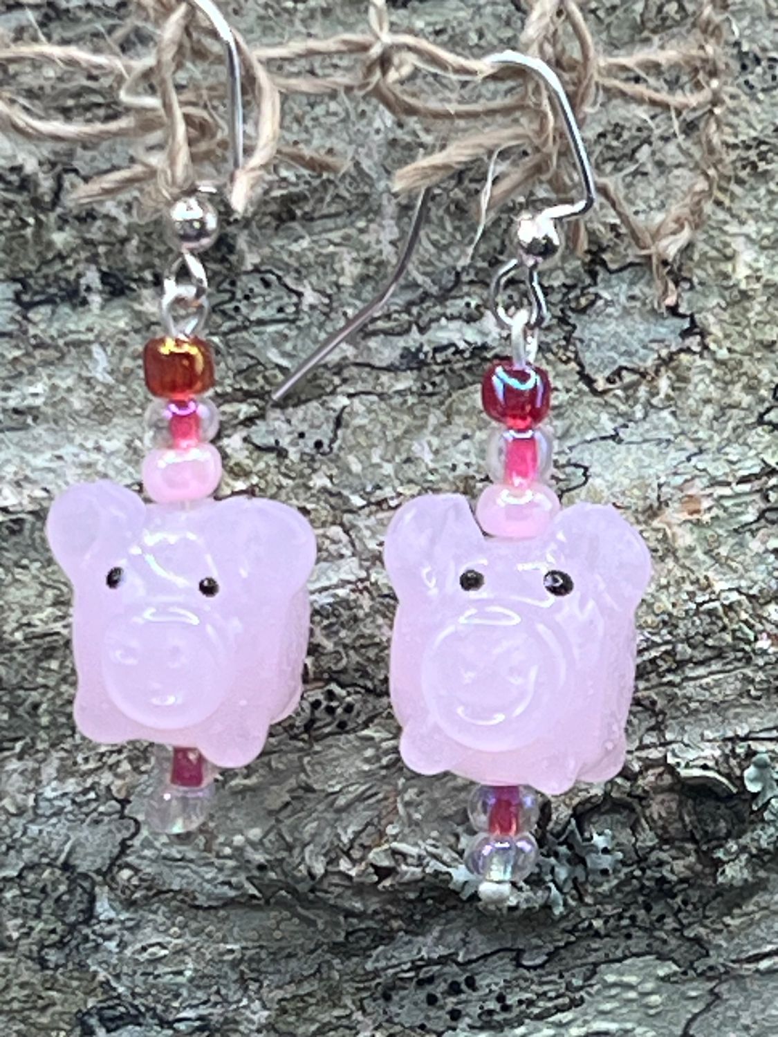 Glass Pig Earrings