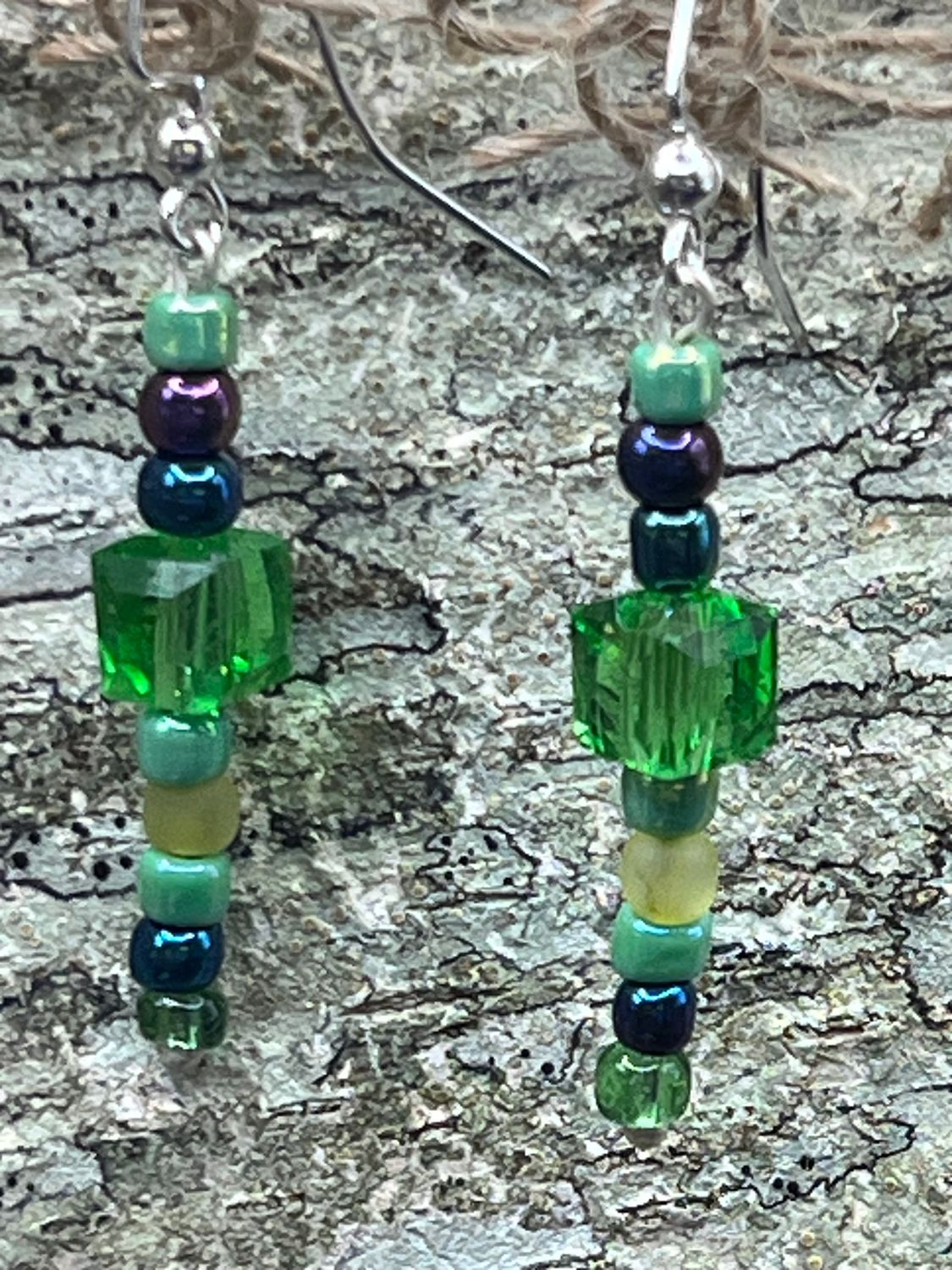 Green beaded earrings