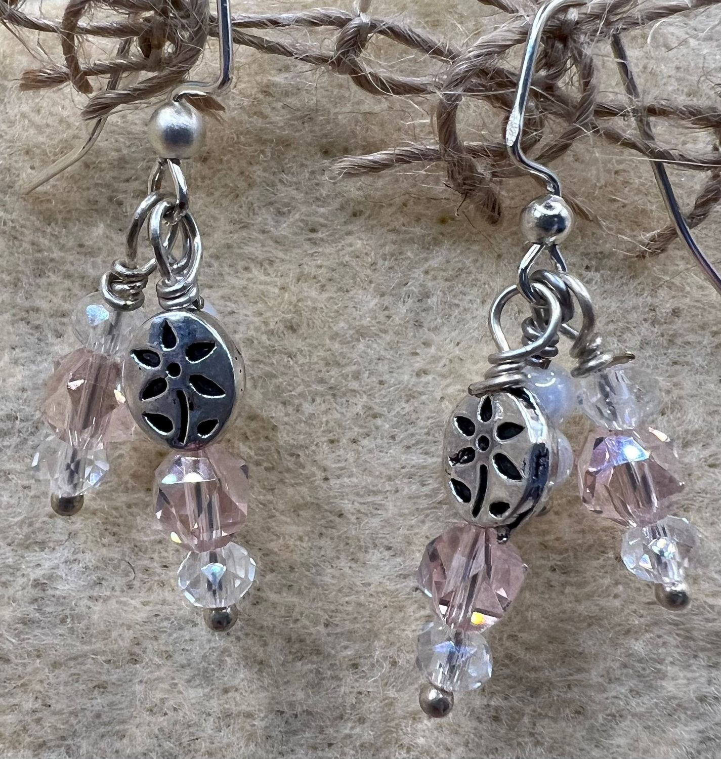 Pink and Clear Daisy Earrings