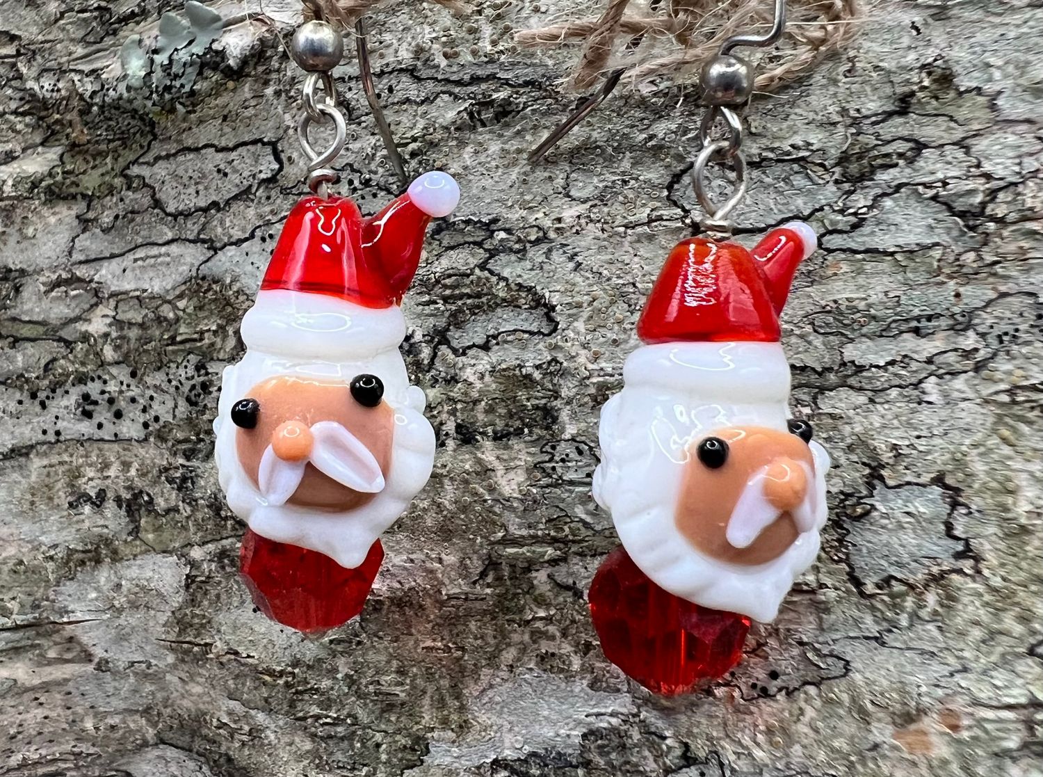 Glass Santa Earrings